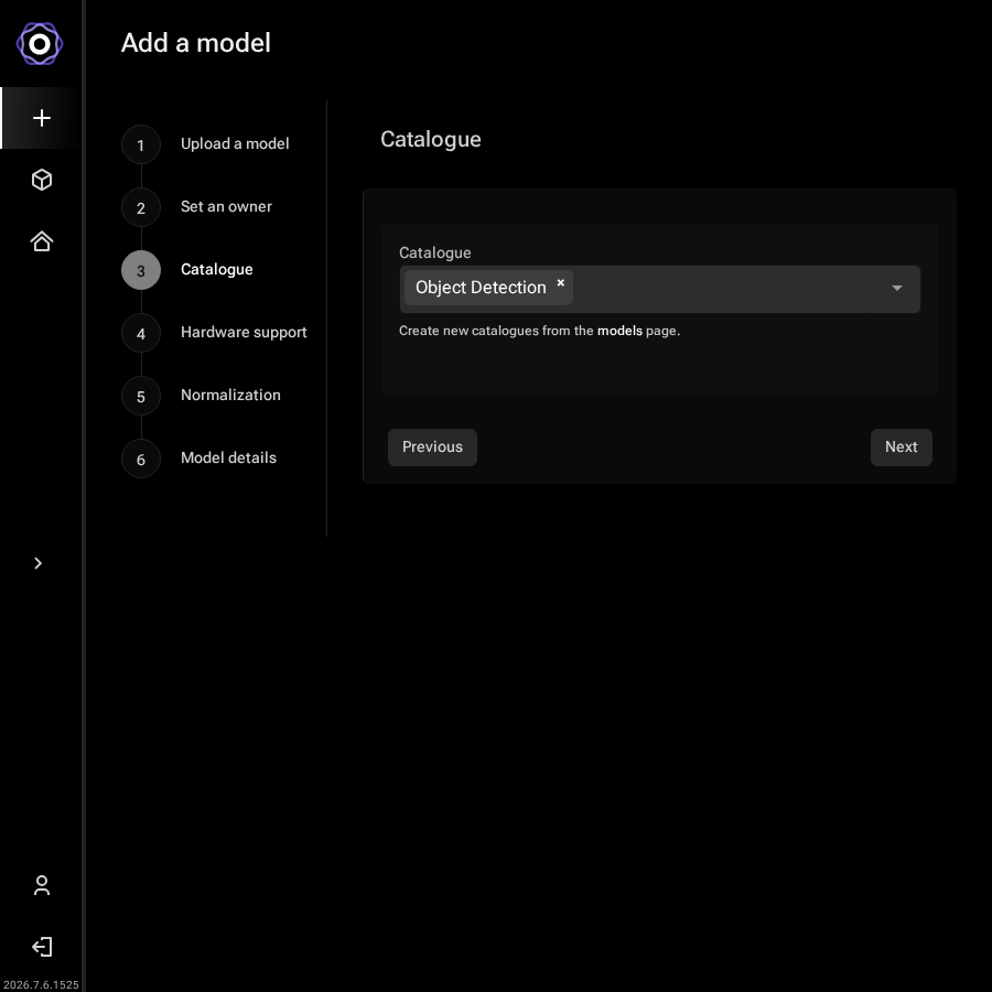 Add a model wizard with a catalogue selected in the dropdown field